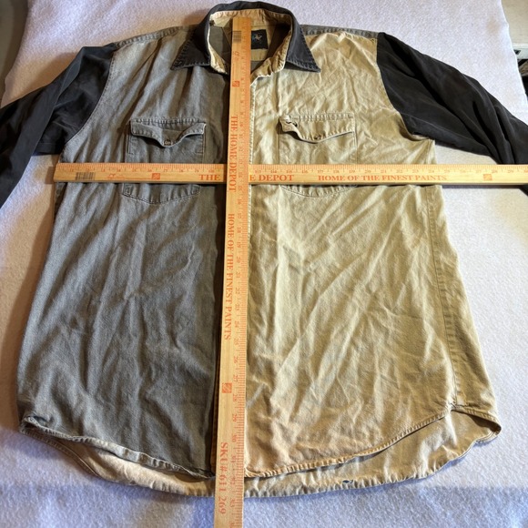 Vintage LONE ROO by Roper Mens XL Western Two Tone Long Sleeve Button Up Shirt - Picture 5 of 7